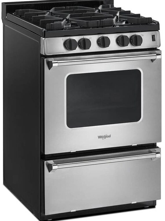 Whirlpool 24" Stainless Steel Freestanding Gas Range with Sealed Burners, ADA Compliant