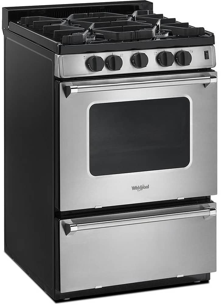 Whirlpool 24" Stainless Steel Freestanding Gas Range with Sealed Burners, ADA Compliant