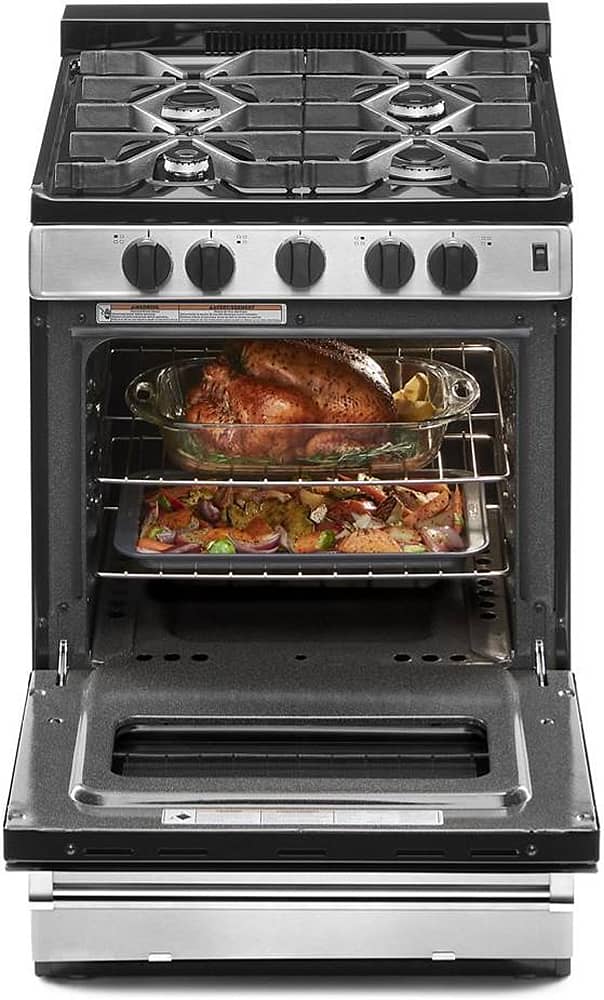 Whirlpool 24" Stainless Steel Freestanding Gas Range with Sealed Burners, ADA Compliant