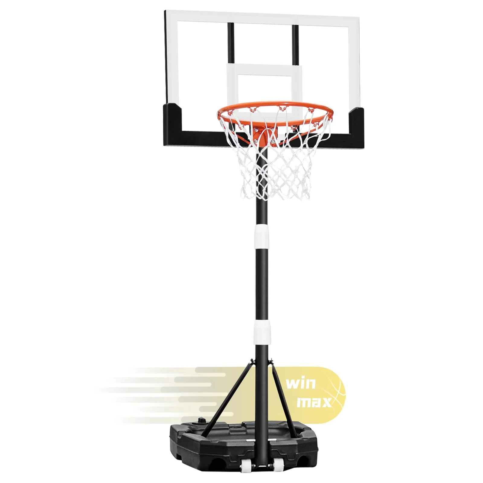 WIN.MAX Kids Basketball Hoop with 29" Adjustable Backboard for Indoor/Outdoor Play, Height 3.2-7.2 ft