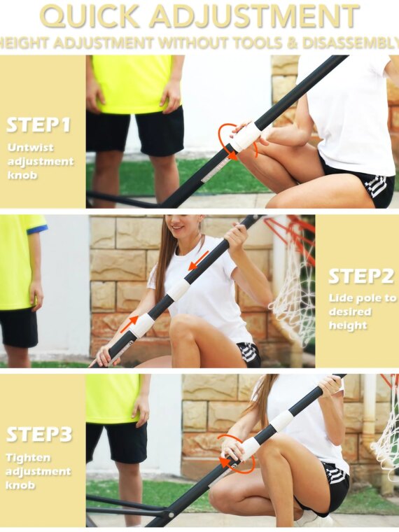 WIN.MAX Kids Basketball Hoop with 29" Adjustable Backboard for Indoor/Outdoor Play, Height 3.2-7.2 ft