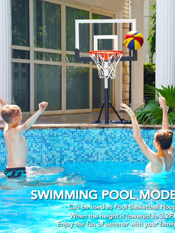 WIN.MAX Kids Basketball Hoop with 29" Adjustable Backboard for Indoor/Outdoor Play, Height 3.2-7.2 ft