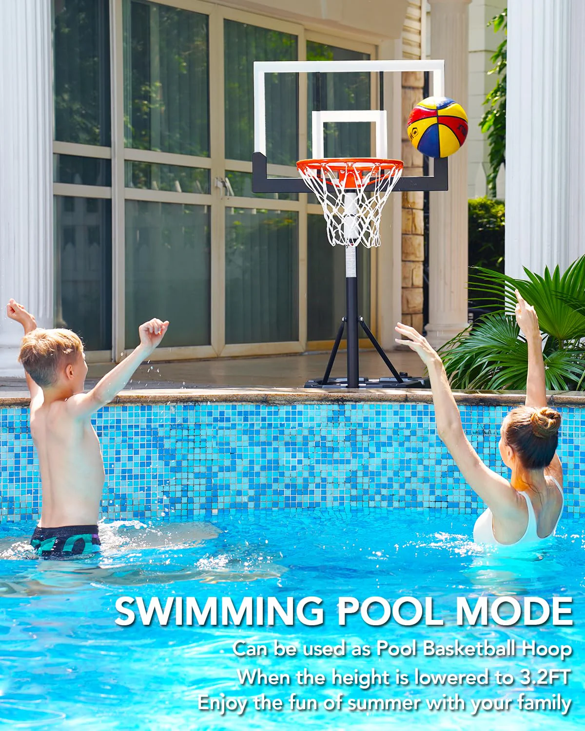 WIN.MAX Kids Basketball Hoop with 29" Adjustable Backboard for Indoor/Outdoor Play, Height 3.2-7.2 ft