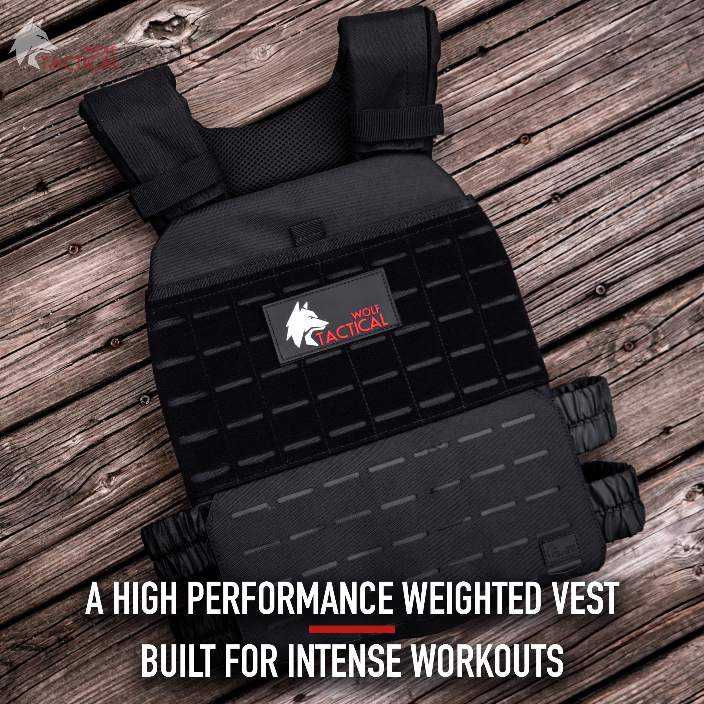 Wolf Tactical Adjustable Weighted Vest for Fitness Training, Breathable, Customizable, Heavy Duty, Fits XS-XL