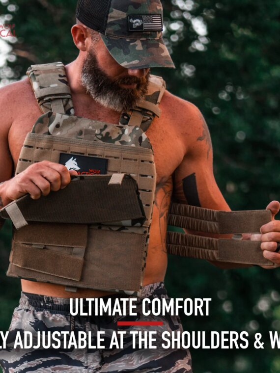 Wolf Tactical Adjustable Weighted Vest for Fitness Training, Breathable, Customizable, Heavy Duty, Fits XS-XL