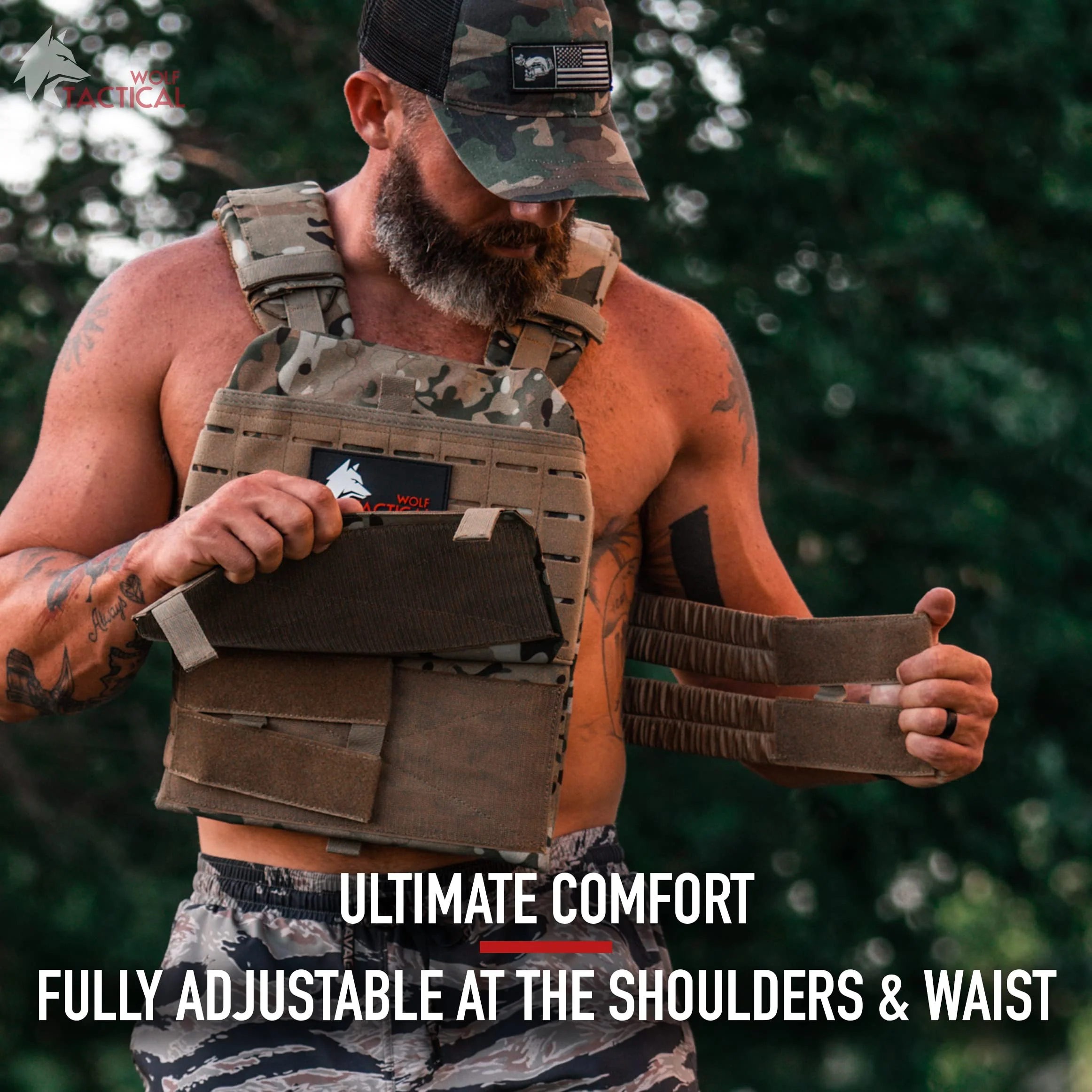 Wolf Tactical Adjustable Weighted Vest for Fitness Training, Breathable, Customizable, Heavy Duty, Fits XS-XL