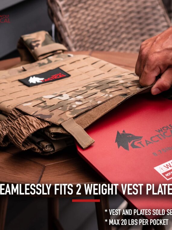 Wolf Tactical Adjustable Weighted Vest for Fitness Training, Breathable, Customizable, Heavy Duty, Fits XS-XL