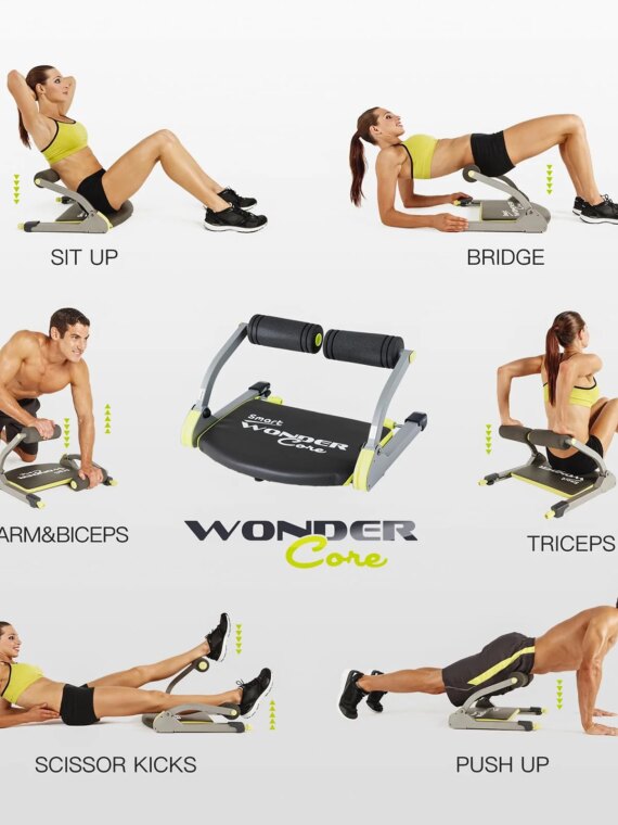 Wonder Core Smart Ab Workout Equipment - Adjustable Resistance, Total Body Fitness, Portable & Foldable Design