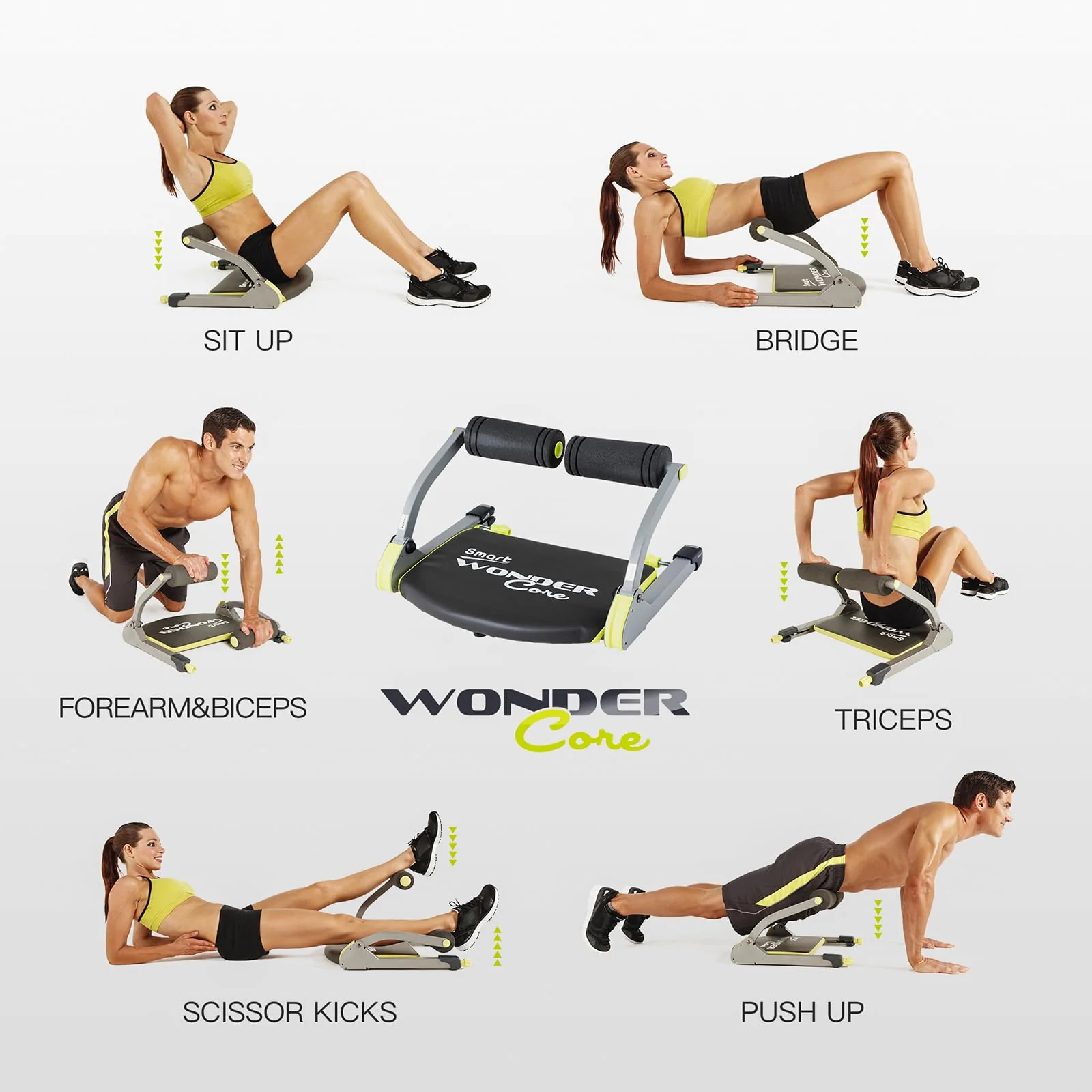 Wonder Core Smart Ab Workout Equipment - Adjustable Resistance, Total Body Fitness, Portable & Foldable Design