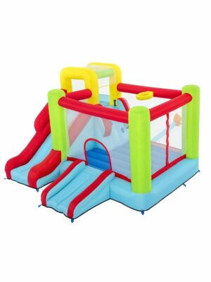 Wonder Hoops 10' Inflatable Bounce House Park with Slide & Basketball - Durable Outdoor Playset for Kids