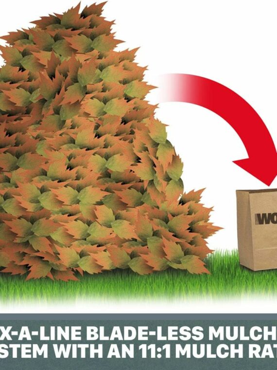 WORX 13 Amp Electric Leaf Mulcher, 53 Gallons/Min, 11:1 Mulch Ratio, Portable & Easy Assembly