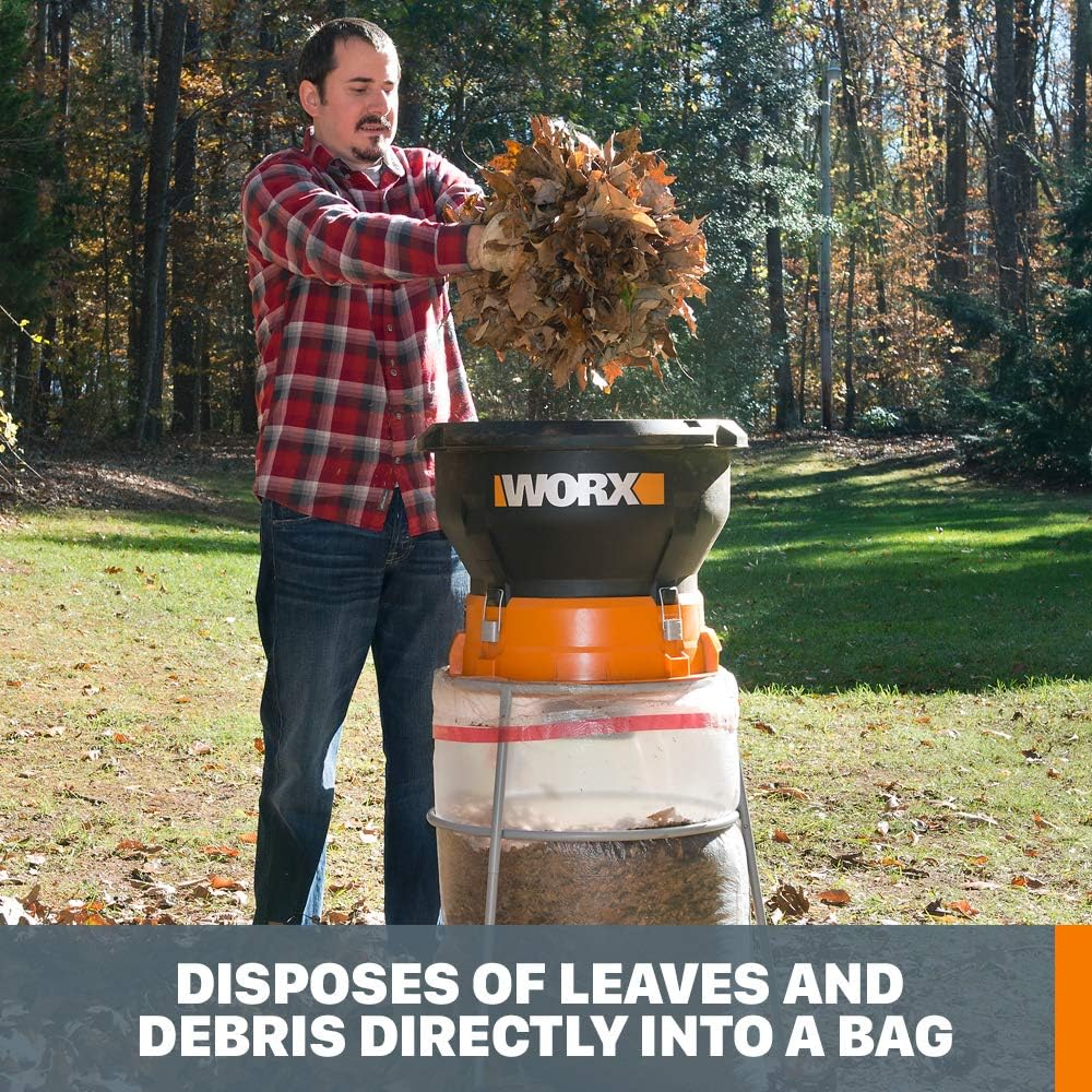 WORX 13 Amp Electric Leaf Mulcher, 53 Gallons/Min, 11:1 Mulch Ratio, Portable & Easy Assembly