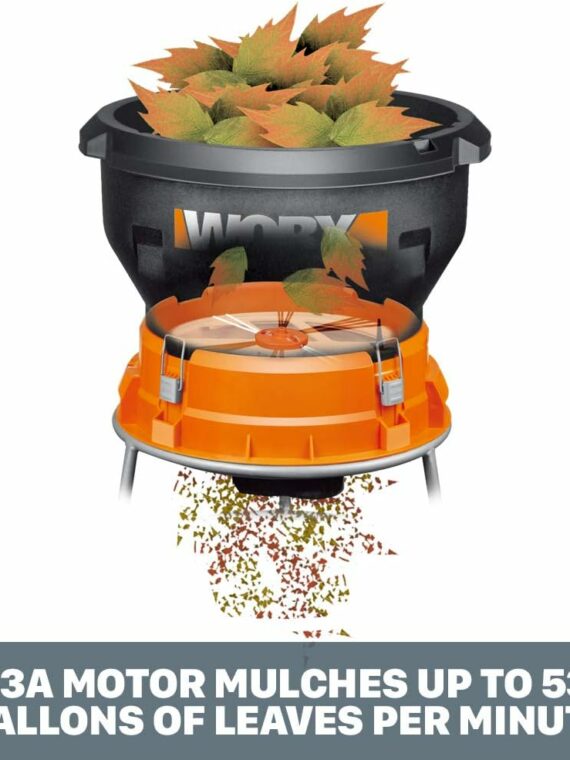 WORX 13 Amp Electric Leaf Mulcher, 53 Gallons/Min, 11:1 Mulch Ratio, Portable & Easy Assembly