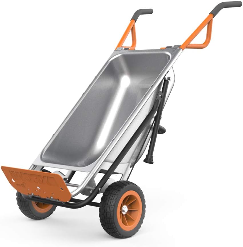 Worx Aerocart 8-in-1 Yard Cart, Heavy Duty Wheelbarrow & Dolly, 300 lbs Capacity, Turbo Lift Design