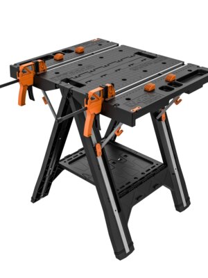 Worx Pegasus WX051 2-in-1 Folding Work Table & Sawhorse, Portable, Heavy-Duty Support, Integrated Clamps