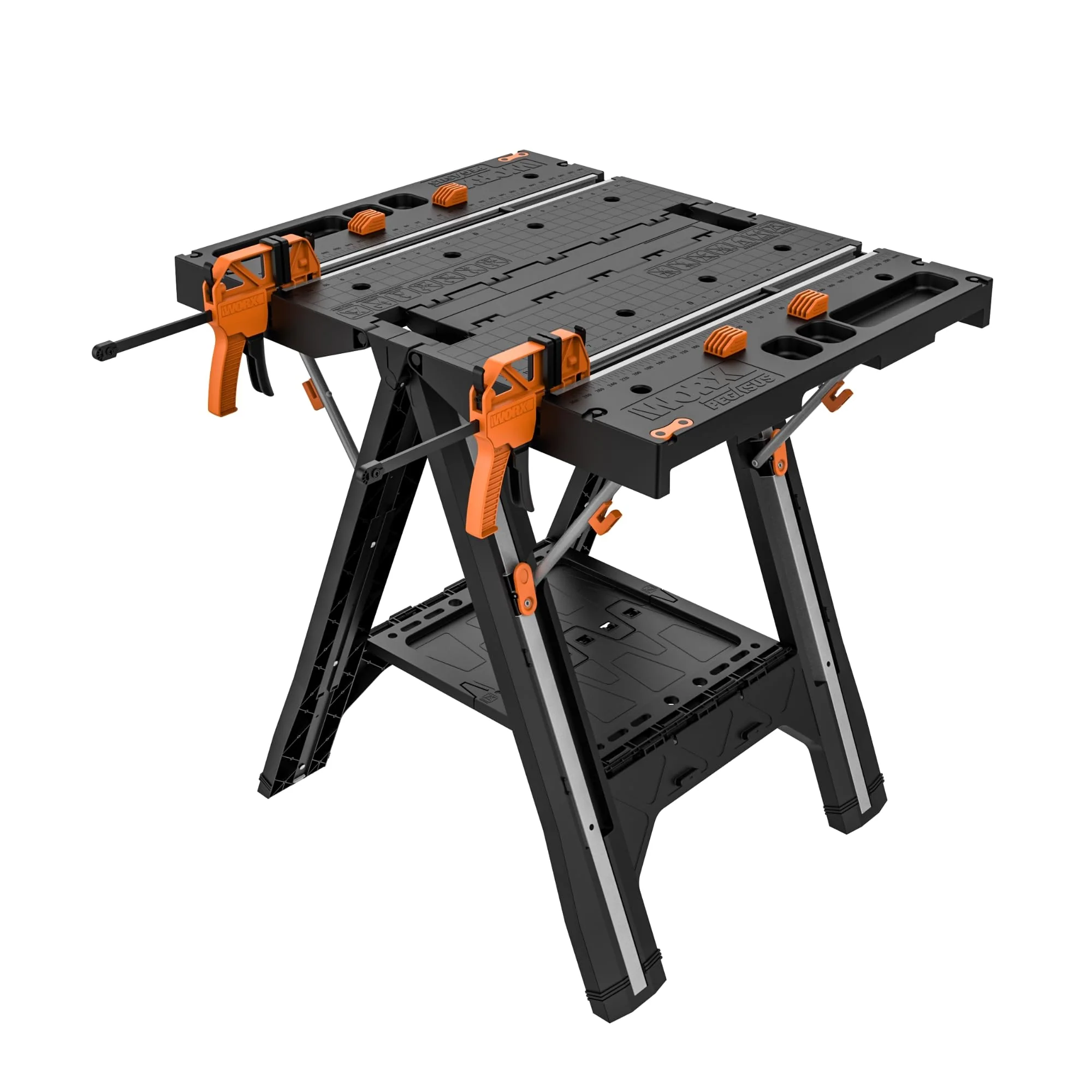 Worx Pegasus WX051 2-in-1 Folding Work Table & Sawhorse, Portable, Heavy-Duty Support, Integrated Clamps