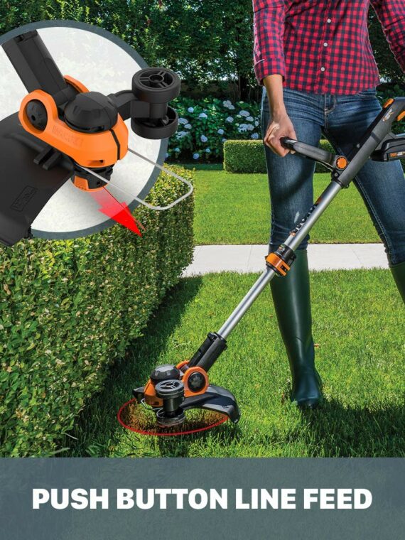 WORX WG163 GT 20V Cordless 12" Trimmer/Edger with Batteries & Charger, 2-in-1 Function, Instant Line Feed