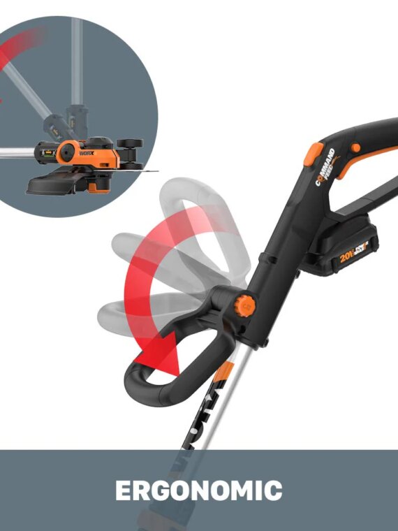 WORX WG163 GT 20V Cordless 12" Trimmer/Edger with Batteries & Charger, 2-in-1 Function, Instant Line Feed