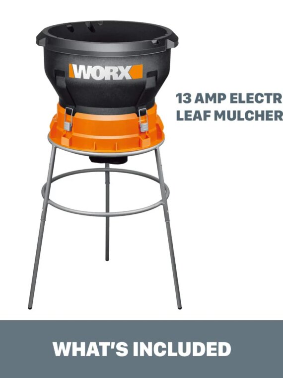 Worx WG430 13 Amp Electric Leaf Mulcher, Portable, Efficient 11:1 Mulch Ratio, Tool-Free Assembly