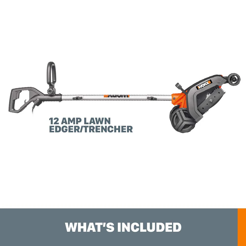 WORX WG896 12 Amp 2-in-1 Electric Lawn Edger & Trencher, 7.5" Blade, Adjustable Depth