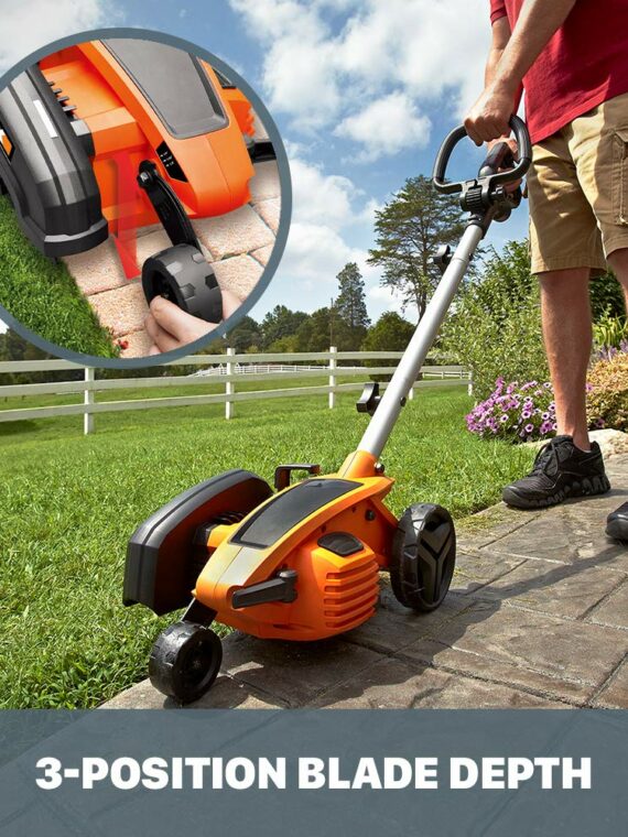 WORX WG896 12 Amp 2-in-1 Electric Lawn Edger & Trencher, 7.5" Blade, Adjustable Depth
