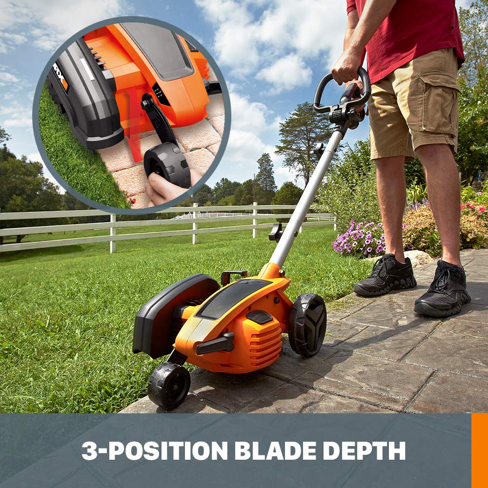 WORX WG896 12 Amp 2-in-1 Electric Lawn Edger & Trencher, 7.5" Blade, Adjustable Depth