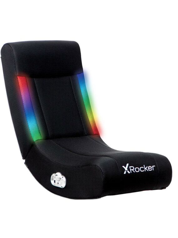 X Rocker Solo RGB Mesh 2.0 Audio Floor Rocker Chair, Black, Ergonomic Design, LED Lighting, 30.1"x15.4"x24.2"