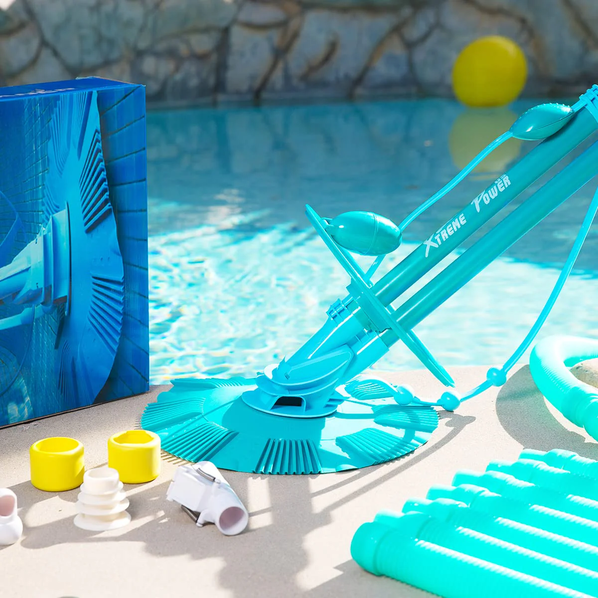 XtremepowerUS Automatic Suction Pool Cleaner with 10 Hoses, Eco-Friendly, Self-Navigating for 30' Pools