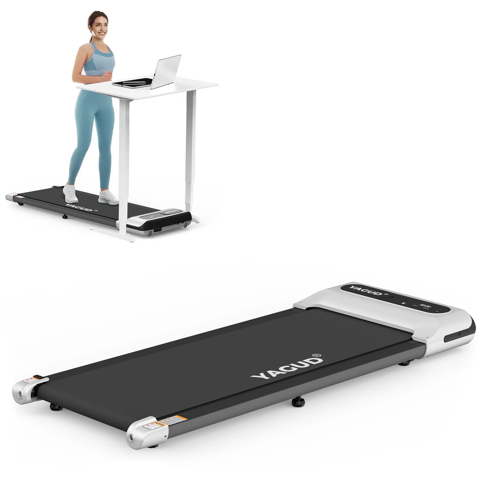 Yagud 2 in 1 Under Desk Treadmill, 2.5HP Motor, LED Display, Non-Slip Belt, Home & Office Fitness