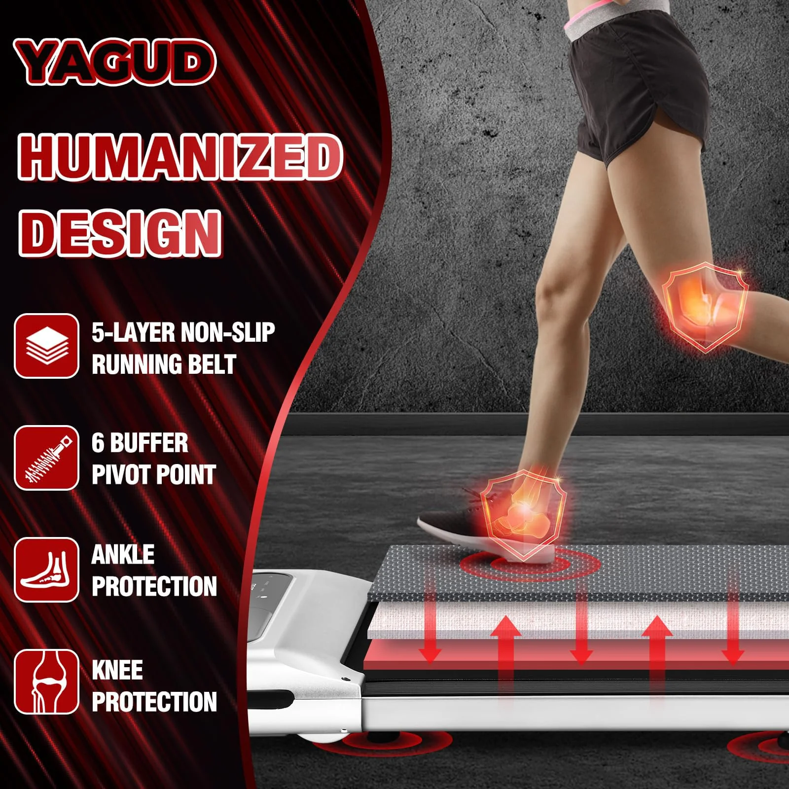 Yagud 2 in 1 Under Desk Treadmill, 2.5HP Motor, LED Display, Non-Slip Belt, Home & Office Fitness