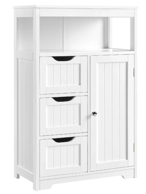 Yaheetech Bathroom Floor Cabinet, Wooden Storage Organizer with Adjustable Shelf & Safety Features
