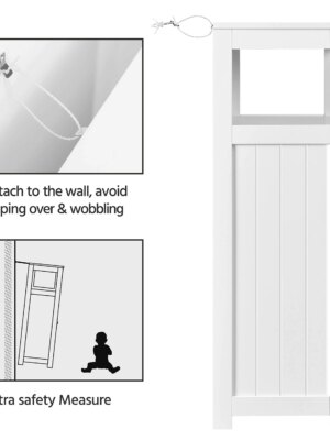 Yaheetech Bathroom Floor Cabinet, Wooden Storage Organizer with Adjustable Shelf & Safety Features