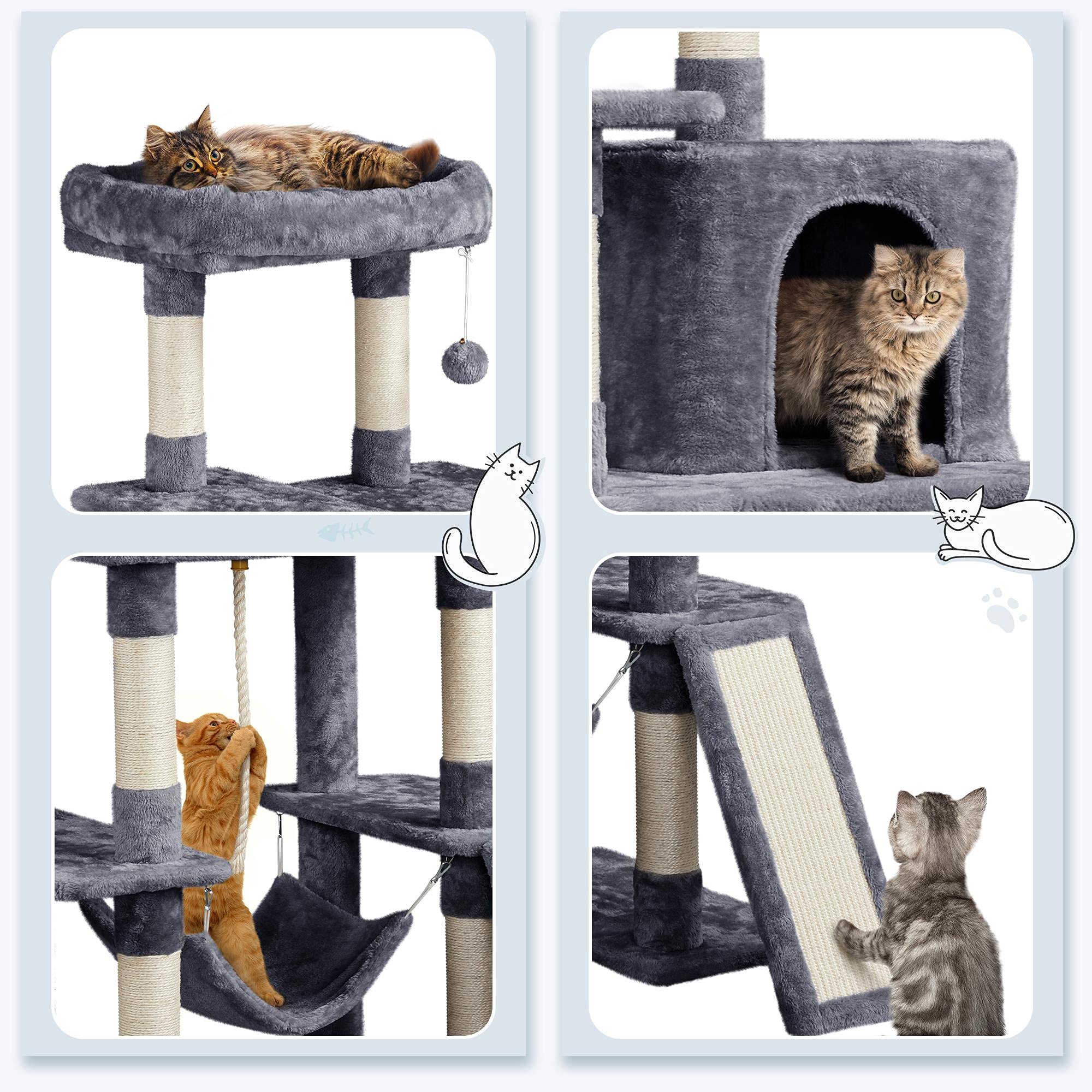 Yaheetech Large Multi-Level Cat Tree, 63 Inches Tall