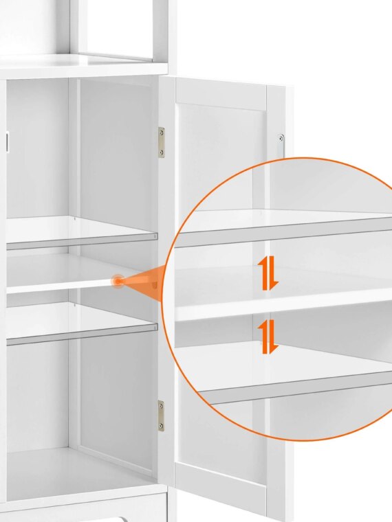 Yaheetech Wooden Bathroom Floor Cabinet with Adjustable Shelf, Ample Storage & Safety Features