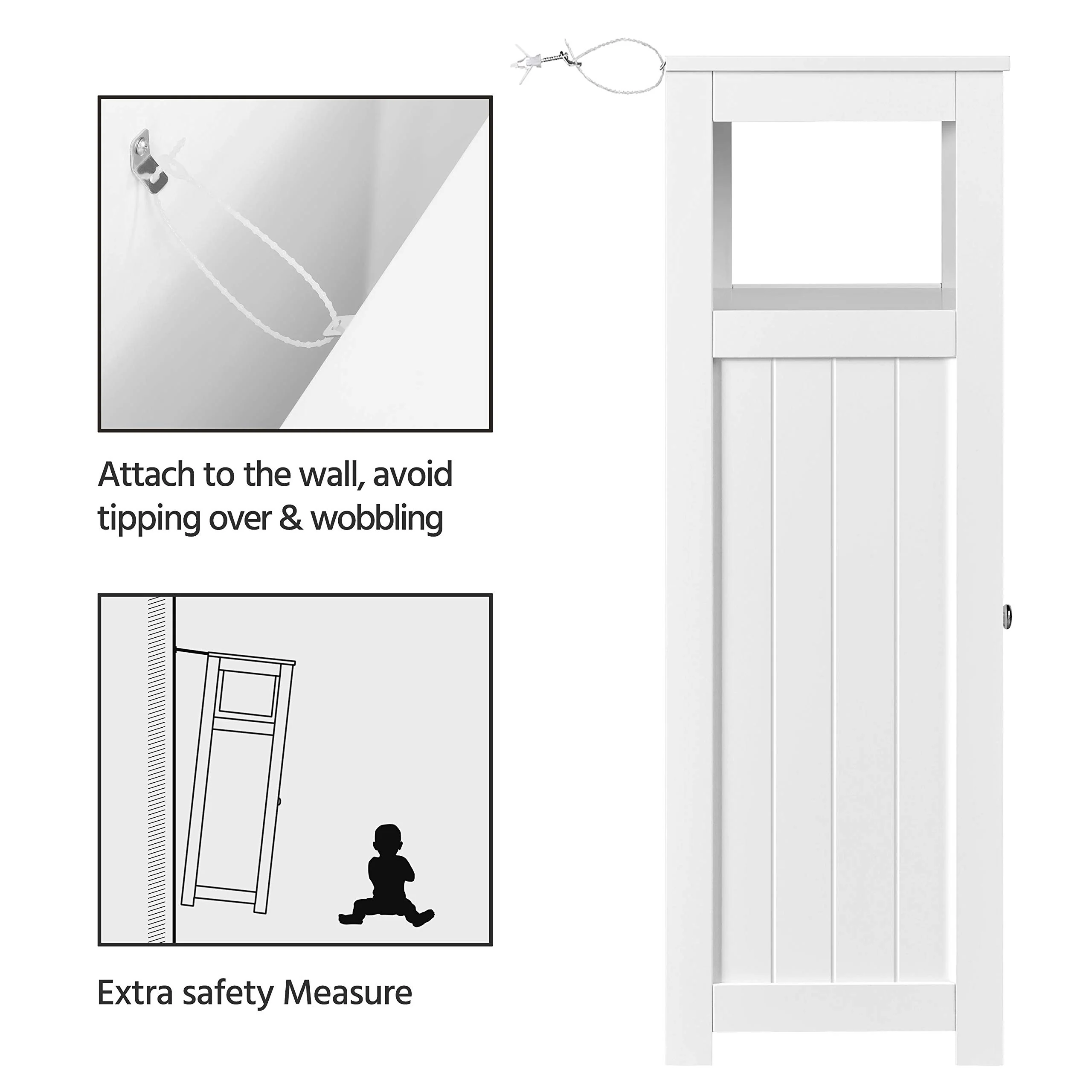 Yaheetech Wooden Bathroom Floor Cabinet with Adjustable Shelf, Ample Storage & Safety Features