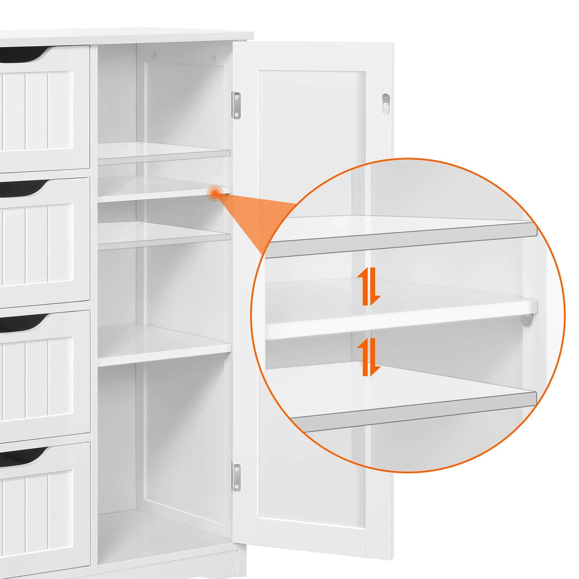 Yaheetech Wooden Bathroom Storage Cabinet with Drawers & Adjustable Shelf, Waterproof MDF, White