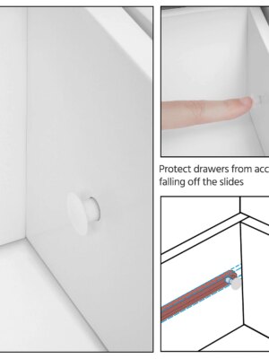 Yaheetech Wooden Bathroom Storage Cabinet with Drawers & Adjustable Shelf, Waterproof MDF, White