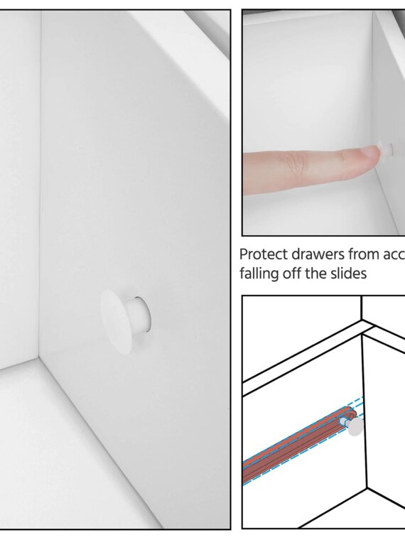 Yaheetech Wooden Bathroom Storage Cabinet with Drawers & Adjustable Shelf, Waterproof MDF, White