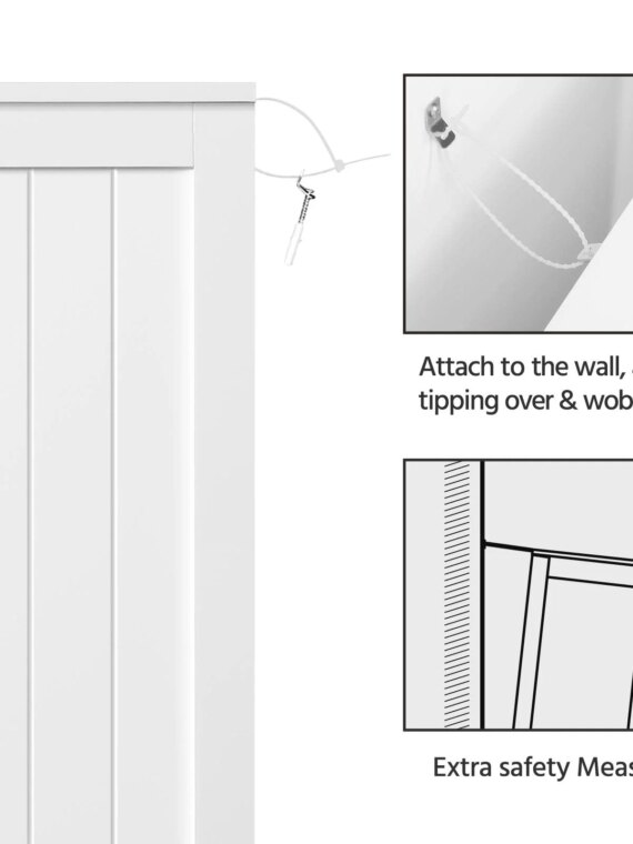 Yaheetech Wooden Bathroom Storage Cabinet with Drawers & Adjustable Shelf, Waterproof MDF, White