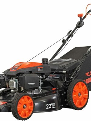 YARDMAX 22″ 201cc Gas Self Propelled Lawn Mower, 6-Speed CVT, High Wheel, Black