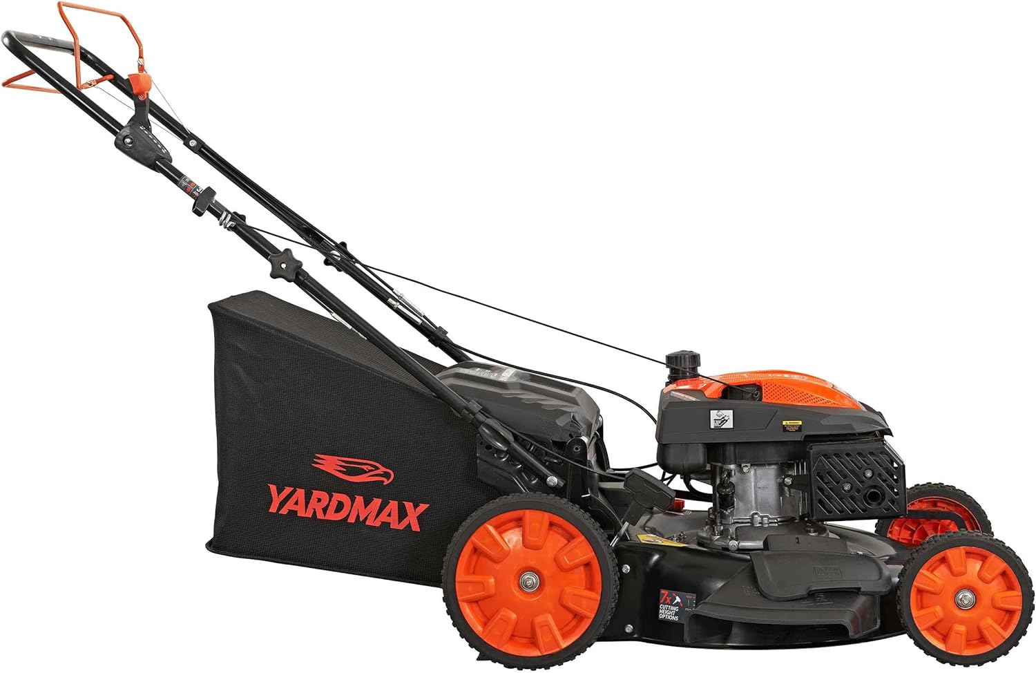 YARDMAX 22" 201cc Gas Self Propelled Lawn Mower, 6-Speed CVT, High Wheel, Black