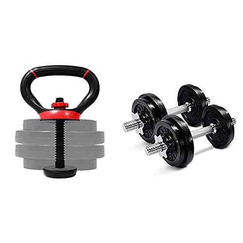 Yes4All Adjustable Dumbbells Set 60 lbs with Cast Iron Plates & Chrome Handles for Strength Training