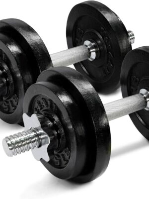 Yes4All Adjustable Dumbbells Set 60 lbs with Cast Iron Plates & Chrome Handles for Strength Training