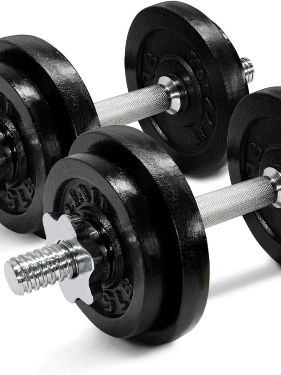 Yes4All Adjustable Dumbbells Set 60 lbs with Cast Iron Plates & Chrome Handles for Strength Training