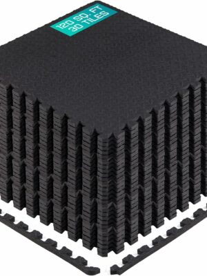 Yes4All Exercise Mat, 120 Sq Ft, Non-Slip EVA Foam, 30 Tiles, Home Gym Flooring