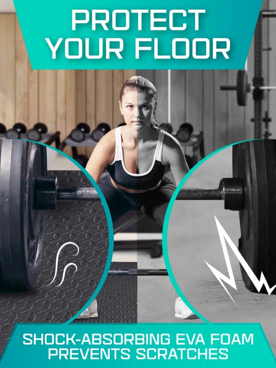 Yes4All Exercise Mat, 120 Sq Ft, Non-Slip EVA Foam, 30 Tiles, Home Gym Flooring