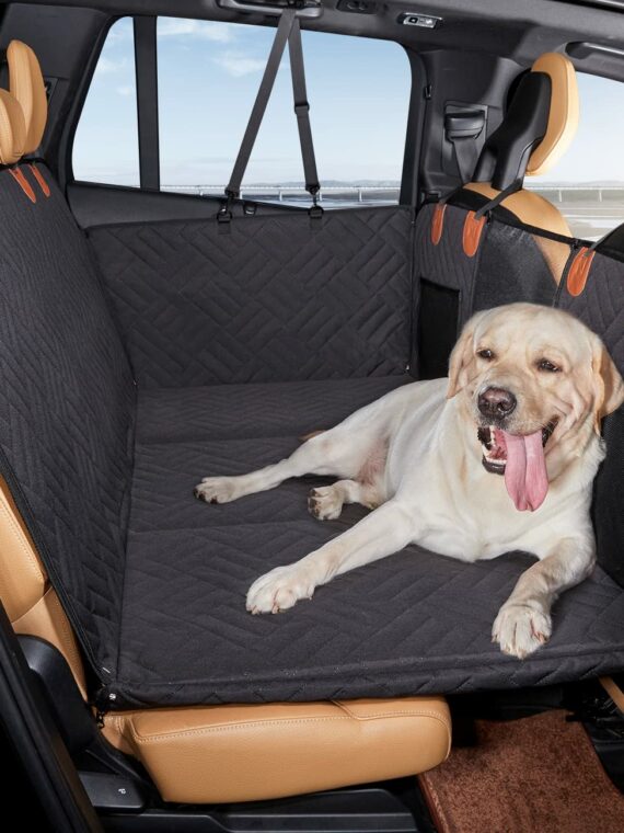 YJGF Dog Car Seat Cover, Waterproof Back Seat Extender for Cars, SUVs & Trucks - Black, 52x25 in
