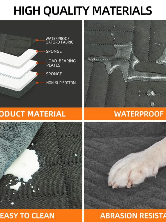 YJGF Dog Car Seat Cover, Waterproof Back Seat Extender for Cars, SUVs & Trucks - Black, 52x25 in