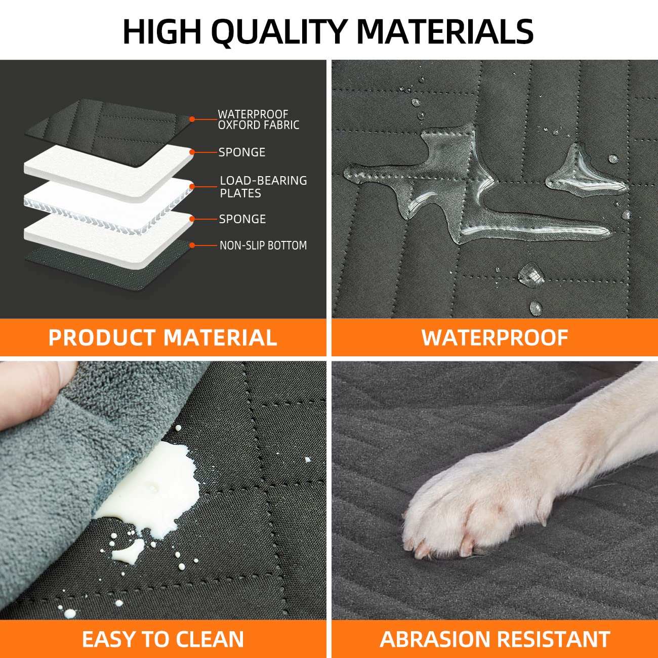 YJGF Dog Car Seat Cover, Waterproof Back Seat Extender for Cars, SUVs & Trucks - Black, 52x25 in