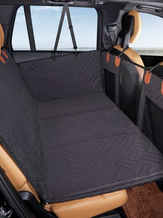 YJGF Dog Car Seat Cover, Waterproof Back Seat Extender for Cars, SUVs & Trucks - Black, 52x25 in